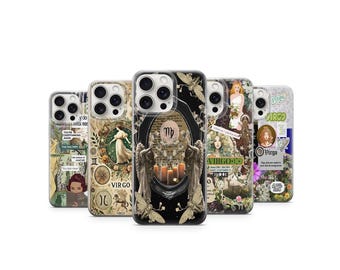 Virgo Zodiac Phone Case, Vintage Botanical Astrology, Celestial Art