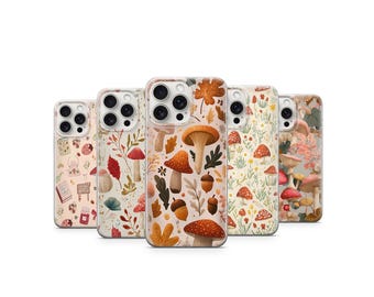 Cottagecore Garden Phone Case Strawberry Mushroom Floral Art Nature Cover