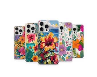 Tropical Floral Aesthetic Phone Case – Bold Island Flower Design – Exotic Botanical Art Cover – Summer Vibe Phone Case iPhone Samsung