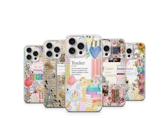 Teacher Phone Case: Floral School Collage, Gift