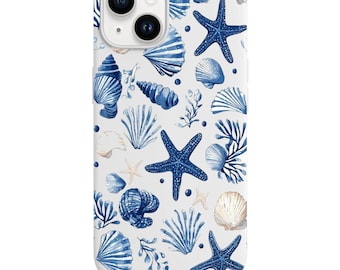 Ocean Shell Phone Case Minimal Starfish Seashell Pattern Design Black White Launch Cover  2