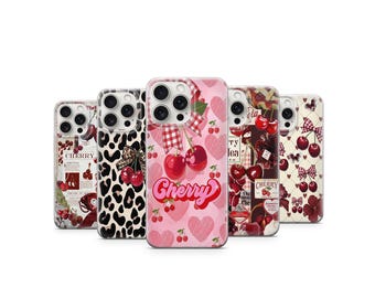 Leopard Cherry Phone Case  Coquette Bow Detail Bold Animal Print  Cover