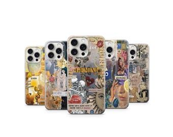 Gemini Zodiac Phone Case, Collage Astrology iPhone Cover