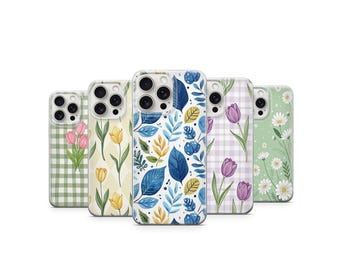 Blue Botanical Leaf Phone Case  Modern Nature Pattern  Floral Art Cover