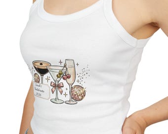 Bride Tribe Champagne Toast Crop Tank | Disco Martini Cheers Tank