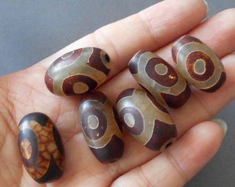 6pcs-12mmX7mm Tibetan Natural veins Agate gemstone barrel beads