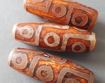 6pcs-12mmX7mm Tibetan Natural veins Agate gemstone barrel beads