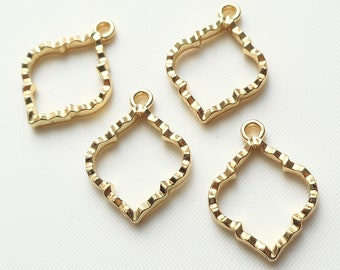 4pcs-1.25 gold tone diamond shape earring loop diamond earring connector-more styles