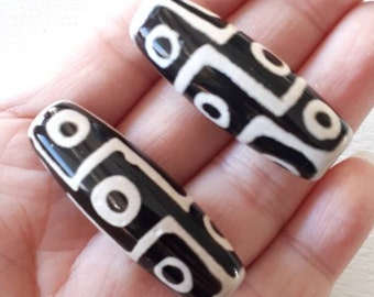 6pcs-12mmX7mm Tibetan Natural veins Agate gemstone barrel beads