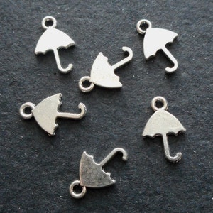 8pcs-silver tone Umbrella charm, Rain charm, charm for earrings, charm for bracelet