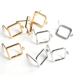 4pcs-Square Earring Post w/ 1 loop, DIY minimalist earrings, modern Square earring post-pick the color