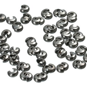 40pcs-2mm hole Crimp Beads, Silver Tone spacer Beads image 9