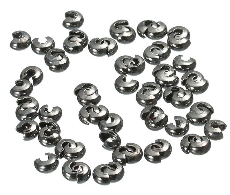 40pcs-2mm hole Crimp Beads, Silver Tone spacer Beads image 9