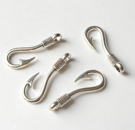 Bronze Tone Fish Hook Charm - Jewelry Pendant (4pcs)- Silver Tone available Bronze Tone Fish Hook Charm - Jewelry Pendant (4pcs)- Silver Tone available