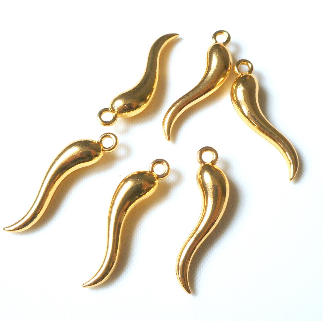 4pcs 1 Gold Plated Brass Chili Pepper Charm,minimalist Earring Charms 25mmx5mm, Miniature Pepper