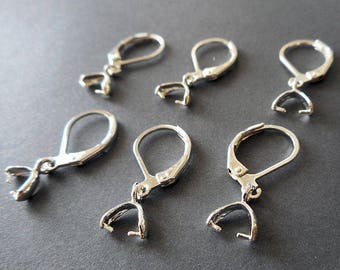 10pcs-silver  tone lever back earring hoop w/ pinch bail-more colors