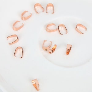 20pcs--8mmX4mm Rose gold tone pendant bails, pendant connector, charm holder, necklace findings-more colors