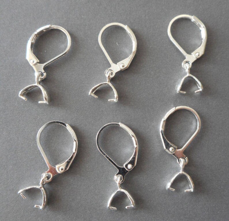 20pcssilver Tone Lever Back Earring Hoop W/ Pinch Bailmore Etsy