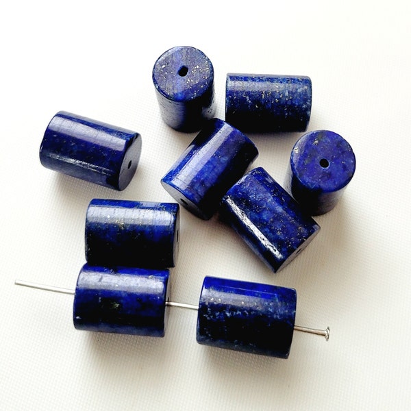 4pcs-14mmX10mm Chunky Lapis Lazuli gemstone tube beads set, DIY Lapis Lazuli earrings, Lapis Lazuli bracelet beads