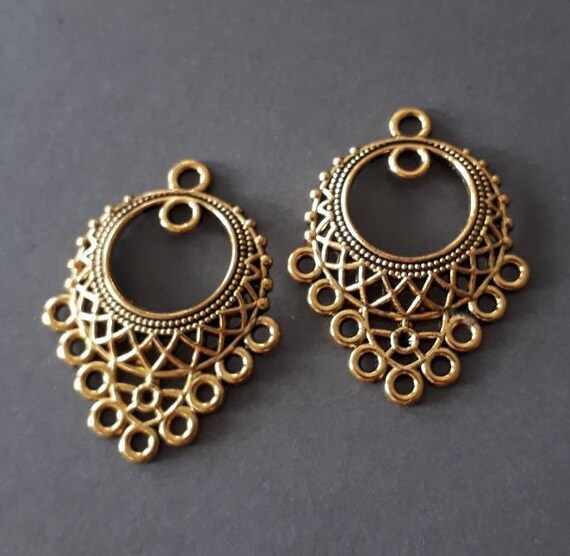 4pcs-1.25 gold tone diamond shape earring loop diamond earring connector-more styles