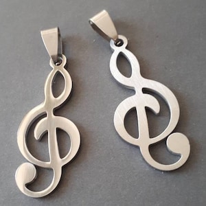 1pc-unisex pendant, stainless steel Treble Clef pendants, music symbol pendant, music note charm