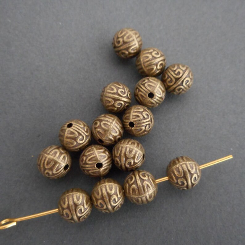 20pcs-7mm Round Beads-antique Brass Beadsmetal Beads - Etsy