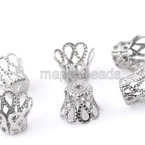 30pcs- silver flower bead cap-Antique silver metal bead cap