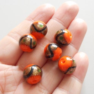 4 Stück-12mm Orange, schwarz, grün, künstlerische Lampwork Glasperlen, Halloween Perlen-für Armband, Halskette,Ohrringe-mehr Farben