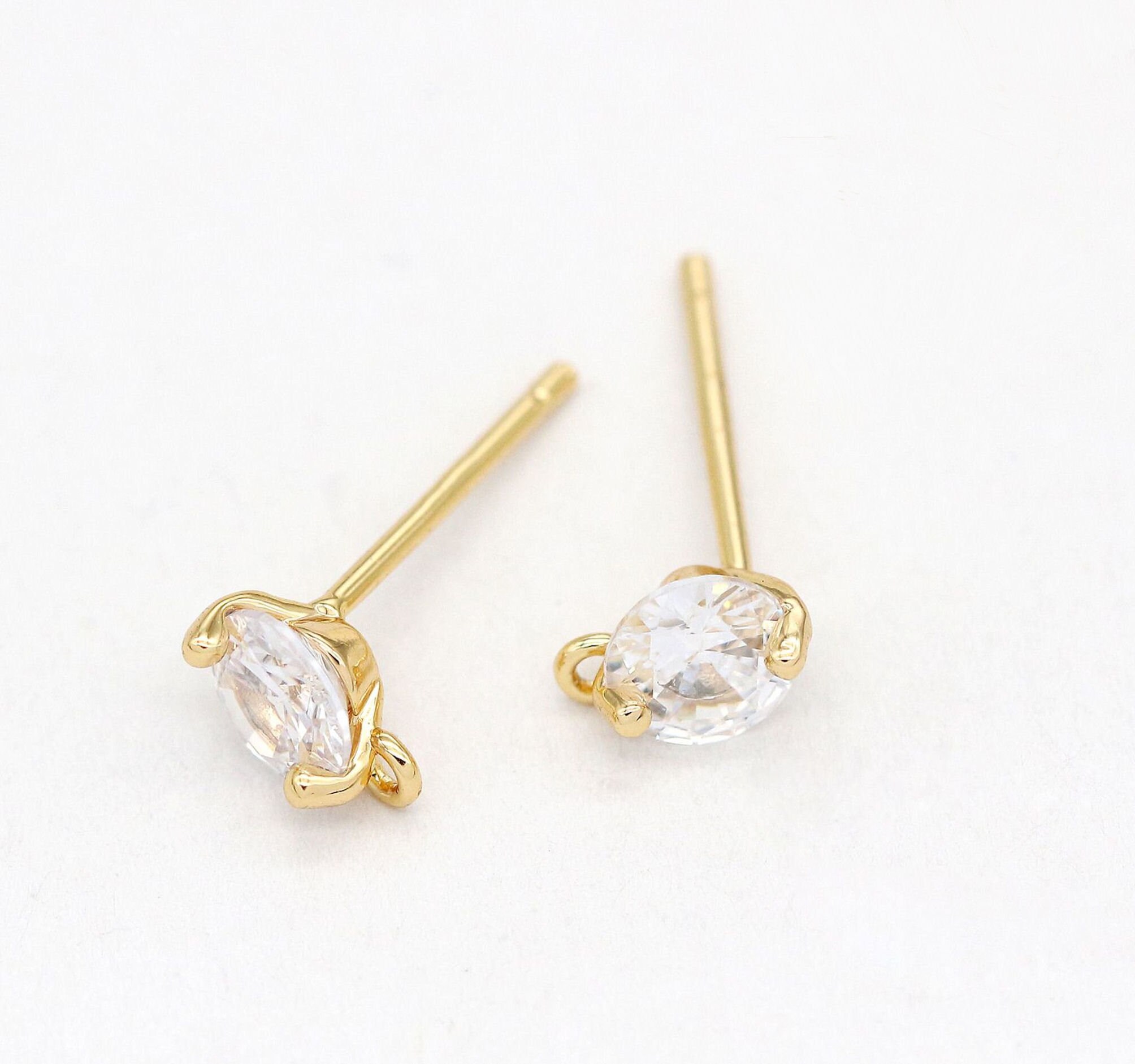6 Paia Orecchini A Perno Con Zirconia Cubica Colorata | Placcati Oro 18K | Regalo Donne In Elegante Confezione