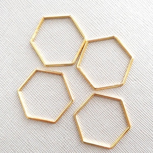 4pcs-25mmX25mm gold tone hexagon shape earring loop, geometry earring connector