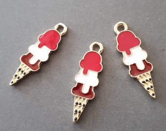 8pcs-1 "fragola, vaniglia, smalto al cioccolato Gelato charm