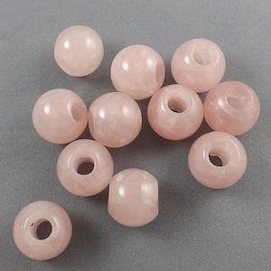 4pcs -12mm pink Rose Quartz gemstone European style beads, large hole beads, European beads, charm beads for bracelet