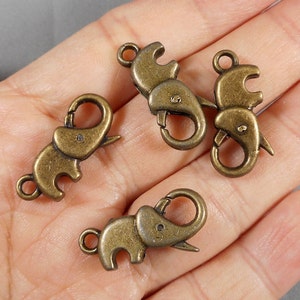 4pcs-bronze tone elephant Lobster clasp-silver tone available