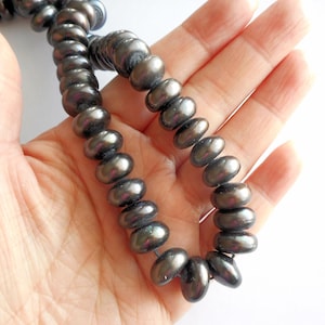 4pcs-15-16mm Genuine fresh water black Pearl coin pearls