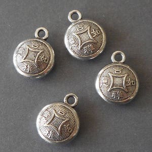 6pcs-2 sided Asian style Money charm, silver tone lucky charm
