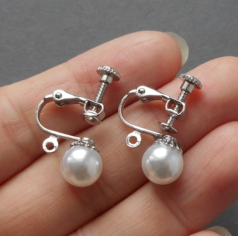 4pcs 2 Pairs Screw in Clip Earring Findings W/ Faux Pearls Etsy