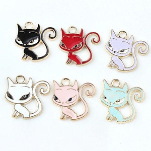 4pcs- Cute Cat charm-enamel Kitty Charm- pick the color