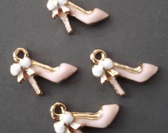 6pcs-enamel high heel pink shoe Charm, high heel charm, fashion charm-more colors