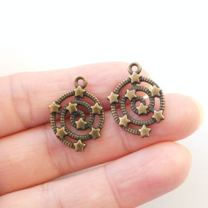 8pcs-silver tone Spiral with stars charm-bronze tone available image 9