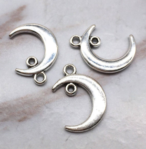 4pcs-2 loop silver Moon charm connector,bohemian earring connector