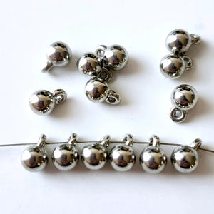 20pcs-Silver Hollow Ball Charms, 5mm Round Metal Ball Drops, extending chain end, earring drops