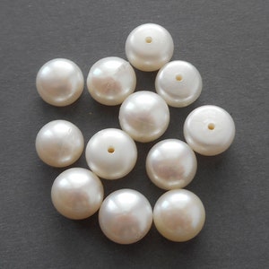 4pcs, 10-11mm half drilled button pearls- fresh water Pearl, pearl earrings