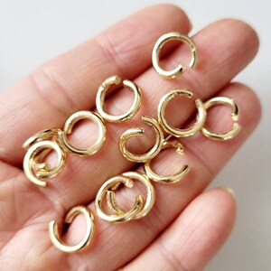24pcs-1.5mm thick, 10mm Gold tone opened jump rings, Split Rings, gold connector
