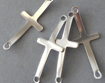 2pcs- 1.5" 2 loop connector-stainless steel  curved cross connector,bracelet connector