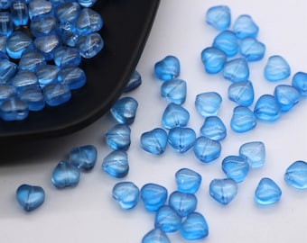 20pcs-6mmX6mm heart beads,blue Czech glass beads-more colors