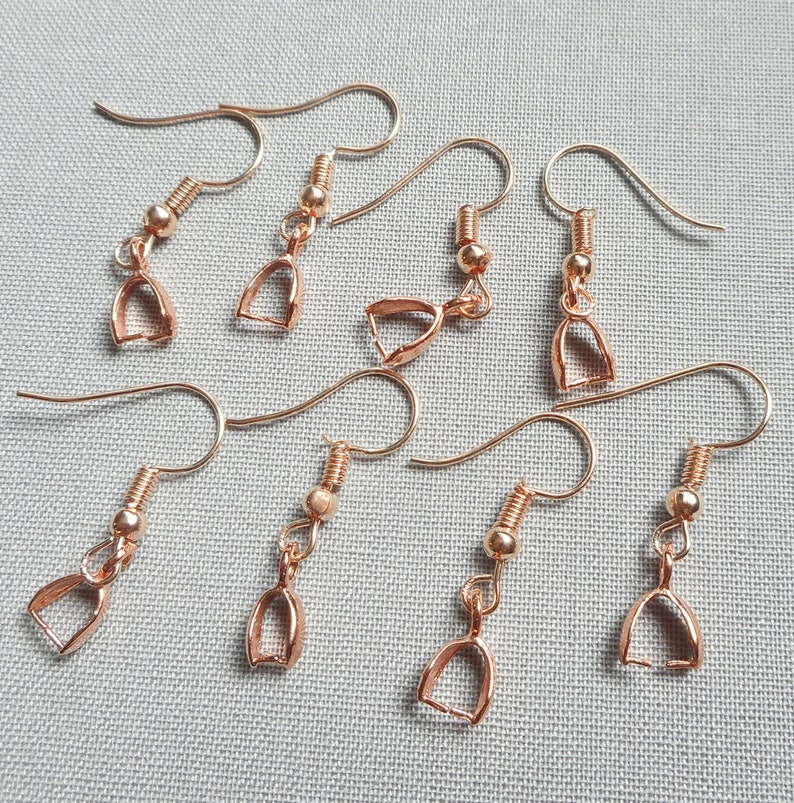 20pcs, 10pairs-bronze tone Ear wire with Pinch Bail, Earring Hooks for Dangle Earrings -silver, rose gold available image 6
