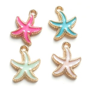 6pcs-18mmX15mm gold tone enamel sea star Charm-pick the color