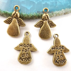10pcs-Made for an angel-bronze tone Angel charm, Necklace end charm, Bracelet charm
