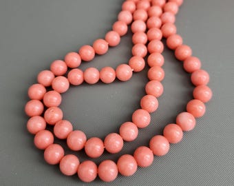 20pcs-Pink Coral beads, 7mm round Coral beads, DIY Coral bracelet, Coral earring beads