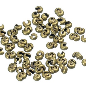 40pcs-2mm hole Crimp Beads, Silver Tone spacer Beads image 7